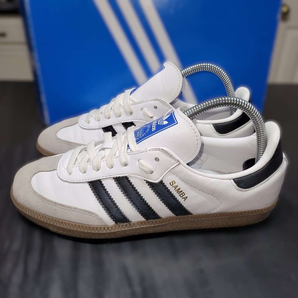 Adidas Samba Men’s Size 7 Originals OG Shoes White & Black Brown Gum B75806 - Picture 5 of 16